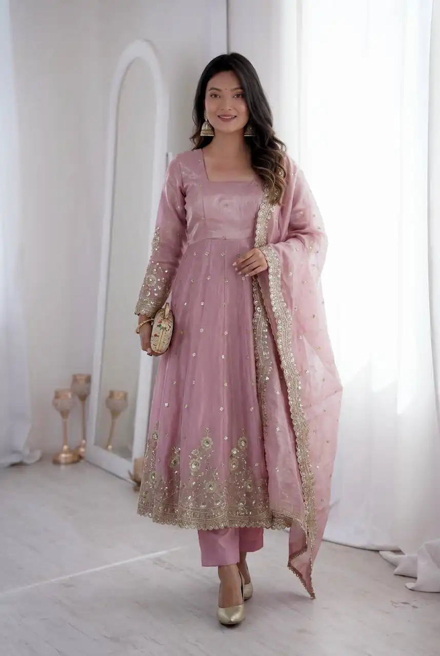 ZB 5073 Pink Fendy Silk Gown Perfect for Wedding, Party, Baisakhi, Traditional Day, Makar Sankranti – . Introductory Price ₹2049. Delivery 4-6 Working Days. | Bollywood Gowns, Creative Gowns, Designer Gowns, Embroidered Gowns, Gowns, Party Wear Gowns