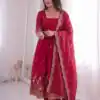 ZB 5073 Red Fendy Silk Gown Perfect for Wedding, Party, Baisakhi, Traditional Day, Makar Sankranti – . Introductory Price ₹2049. Delivery 4-6 Working Days. | Bollywood Gowns, Creative Gowns, Designer Gowns, Embroidered Gowns, Gowns, Party Wear Gowns
