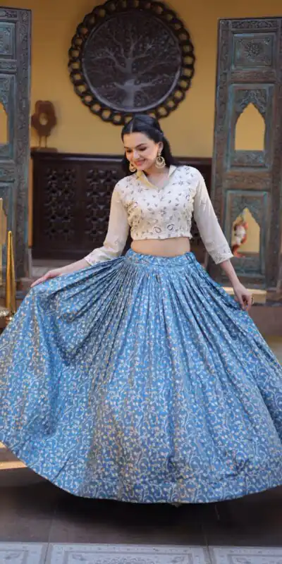 KA 5070 Teal | Cosmos Lehenga Choli with Embroidery Work & Bead Work. Available at ₹2599 only. Delivery 4-6 Working Days. Shop now. | Bollywood Lehenga, Creative Lehenga, Designer Lehenga, Embroidered Lehenga, Lehenga, Party Wear Lehenga