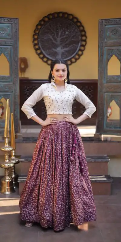 KA 5070 Wine | Cosmos Lehenga Choli with Embroidery Work & Bead Work. Available at ₹2599 only. Delivery 4-6 Working Days. Shop now. | Bollywood Lehenga, Creative Lehenga, Designer Lehenga, Embroidered Lehenga, Lehenga, Party Wear Lehenga