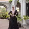 KA 1265 Black Color Faux Georgette Gown with Mirror Work. Wedding, Party, Festive, Events Get it for ₹1819. Delivery 4-6 Working Days.Online Shop now. | Bollywood Gowns, Creative Gowns, Designer Gowns, Embroidered Gowns, Gowns, Party Wear Gowns