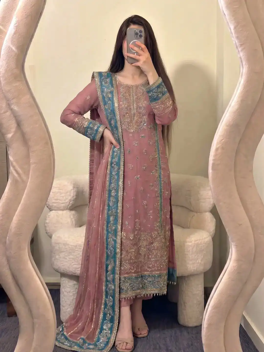 ZSR 3175 Peach Fox Georgette Salwar Suit with Embroidery Work & Sequins Work. Grab it for ₹2399. Delivery 4-6 Working Days. Shop now. | Jump Suits, Straight Suits, Casual Suits, Creative suits, Designer Suits, Palazzo Suits, Party Wear Suits, Patiala Suits, Salwar suit