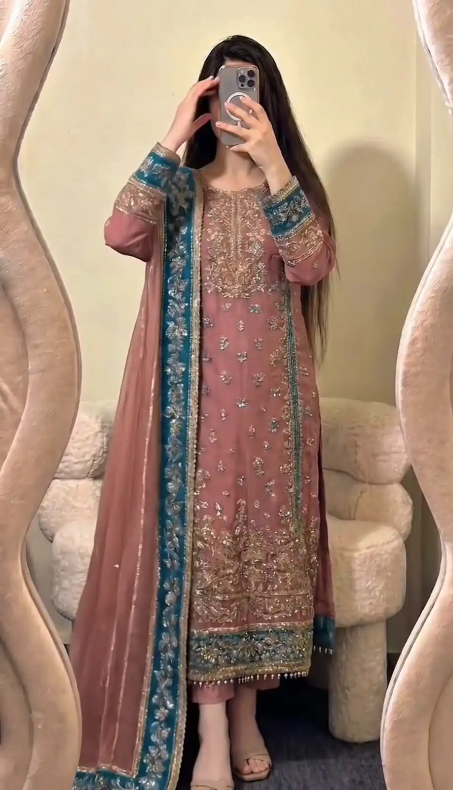 ZSR 3175 Peach Fox Georgette Salwar Suit with Embroidery Work & Sequins Work. Grab it for ₹2399. Delivery 4-6 Working Days. Shop now. | Jump Suits, Straight Suits, Casual Suits, Creative suits, Designer Suits, Palazzo Suits, Party Wear Suits, Patiala Suits, Salwar suit