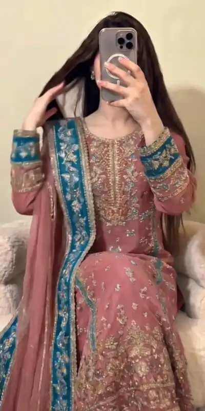 ZSR 3175 Peach Fox Georgette Salwar Suit with Embroidery Work & Sequins Work. Grab it for ₹2399. Delivery 4-6 Working Days. Shop now. | Jump Suits, Straight Suits, Casual Suits, Creative suits, Designer Suits, Palazzo Suits, Party Wear Suits, Patiala Suits, Salwar suit