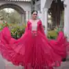 KA 1265 Pink Color Faux Georgette Gown with Mirror Work. Wedding, Party, Festive, Events Get it for ₹1819. Delivery 4-6 Working Days.Online Shop now. | Bollywood Gowns, Creative Gowns, Designer Gowns, Embroidered Gowns, Gowns, Party Wear Gowns