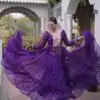 KA 1265 Purple Color Faux Georgette Gown with Mirror Work. Wedding, Party, Festive, Events Get it for ₹1819. Delivery 4-6 Working Days.Online Shop now. | Bollywood Gowns, Creative Gowns, Designer Gowns, Embroidered Gowns, Gowns, Party Wear Gowns