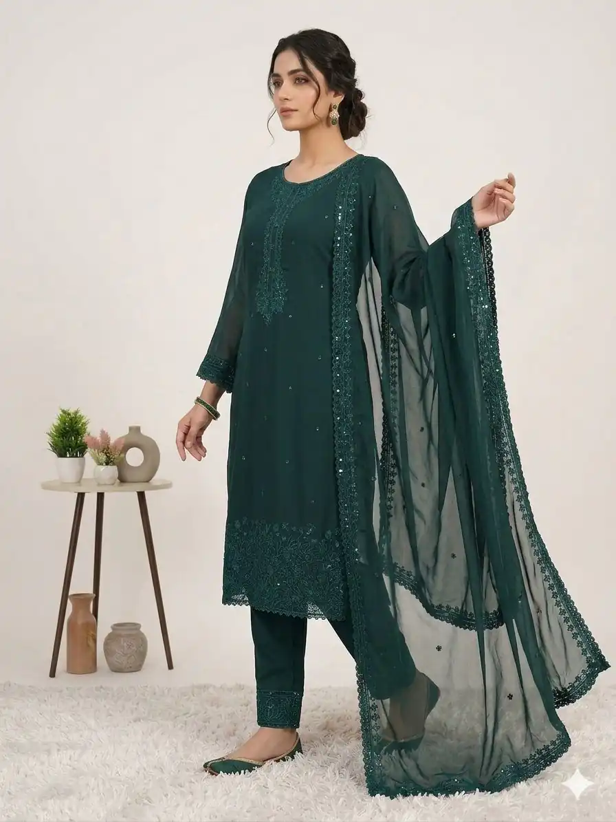 LG 2117 Teal Color Faux Georgette Salwar Suit with Designer Work. Affordable Price ₹2049. Delivery 4-6 Working Days. Shop now. | Jump Suits, Straight Suits, Casual Suits, Creative suits, Designer Suits, Palazzo Suits, Party Wear Suits, Patiala Suits, Salwar suit