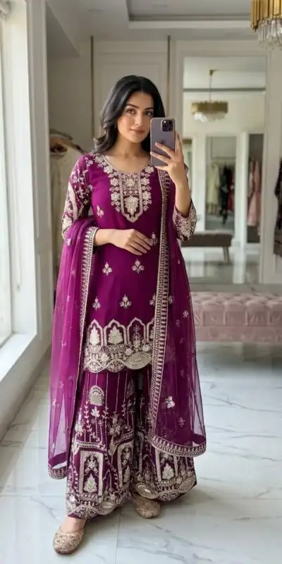 WW 1250 Wine Faux Georgette With 5 mm Sequence Work Salwar Suit Wedding, Party, Festive, Events Etc. Expected Delivery 4-6 Working Days @2399/- | Jump Suits, Straight Suits, Casual Suits, Creative suits, Designer Suits, Palazzo Suits, Party Wear Suits, Patiala Suits, Salwar suit