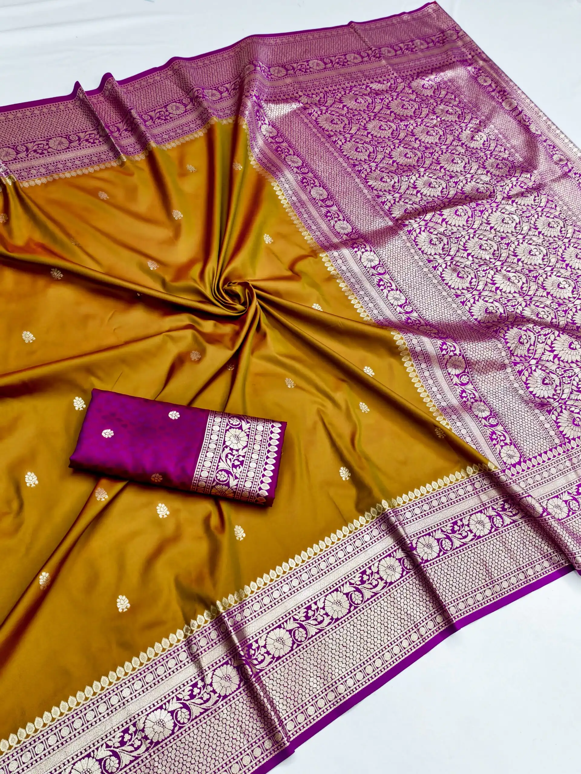 MB 6079 Mustered Soft Banarasi Silk Saree with Zari Work & Moti Work. Introductory Price ₹1949. Delivery 4-6 Working Days. Shop now. | Bollywood Sarees, Creative Sarees, Designer Sarees, Embroidered Sarees, Ethnic Saree, Modern Digital sarees, Party Wear Sarees, Sarees