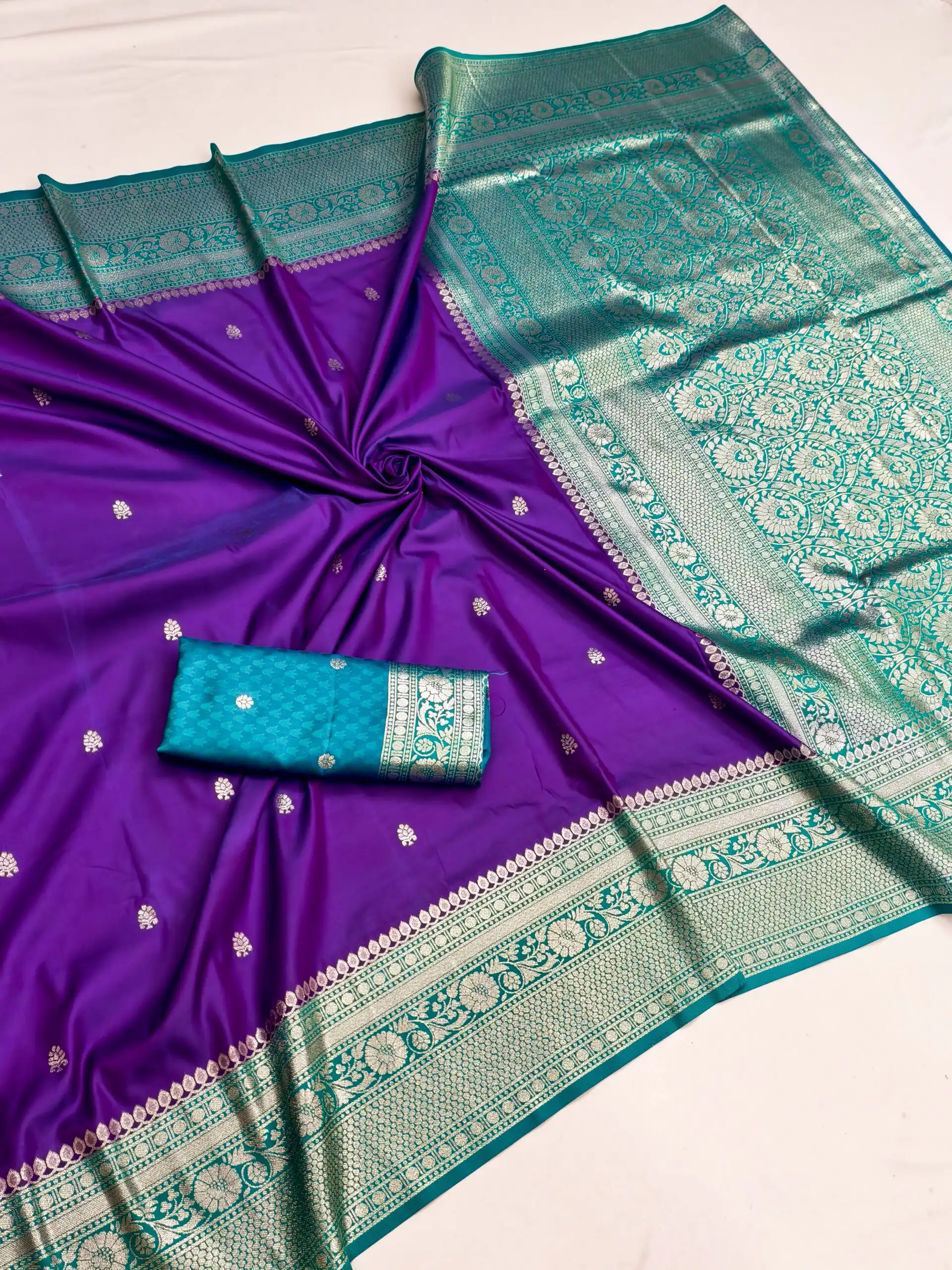 MB 6079 Purple Soft Banarasi Silk Saree with Zari Work & Moti Work. Introductory Price ₹1949. Delivery 4-6 Working Days. Shop now. | Bollywood Sarees, Creative Sarees, Designer Sarees, Embroidered Sarees, Ethnic Saree, Modern Digital sarees, Party Wear Sarees, Sarees