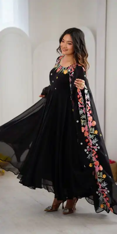 NSR 901 Black Faux Georgette Salwar Suit with Lace Work & Embroidery Work. Introductory Price ₹2099. Delivery 4-6 Working Days. Shop now. | Jump Suits, Straight Suits, Casual Suits, Creative suits, Designer Suits, Palazzo Suits, Party Wear Suits, Patiala Suits, Salwar suit