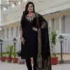 DIVA 125 | Black Roman Silk Salwar Suit with Sequins Work & Embroidery Work. Available at ₹1799 only. Delivery 4-6 Working Days. Shop now. | Jump Suits, Straight Suits, Casual Suits, Creative suits, Designer Suits, Palazzo Suits, Party Wear Suits, Patiala Suits, Salwar suit
