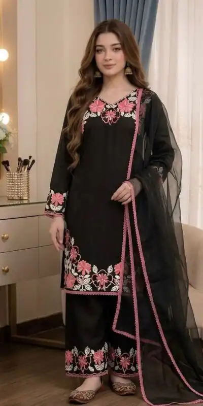 AD 235 Black Satin Rayon Salwar Suit Perfect for Wedding, Party, Haldi, Holi, Housewarming – . Now at just ₹1949. Delivery 4-6 Working Days. Shop now. | Jump Suits, Straight Suits, Casual Suits, Creative suits, Designer Suits, Palazzo Suits, Party Wear Suits, Patiala Suits, Salwar suit