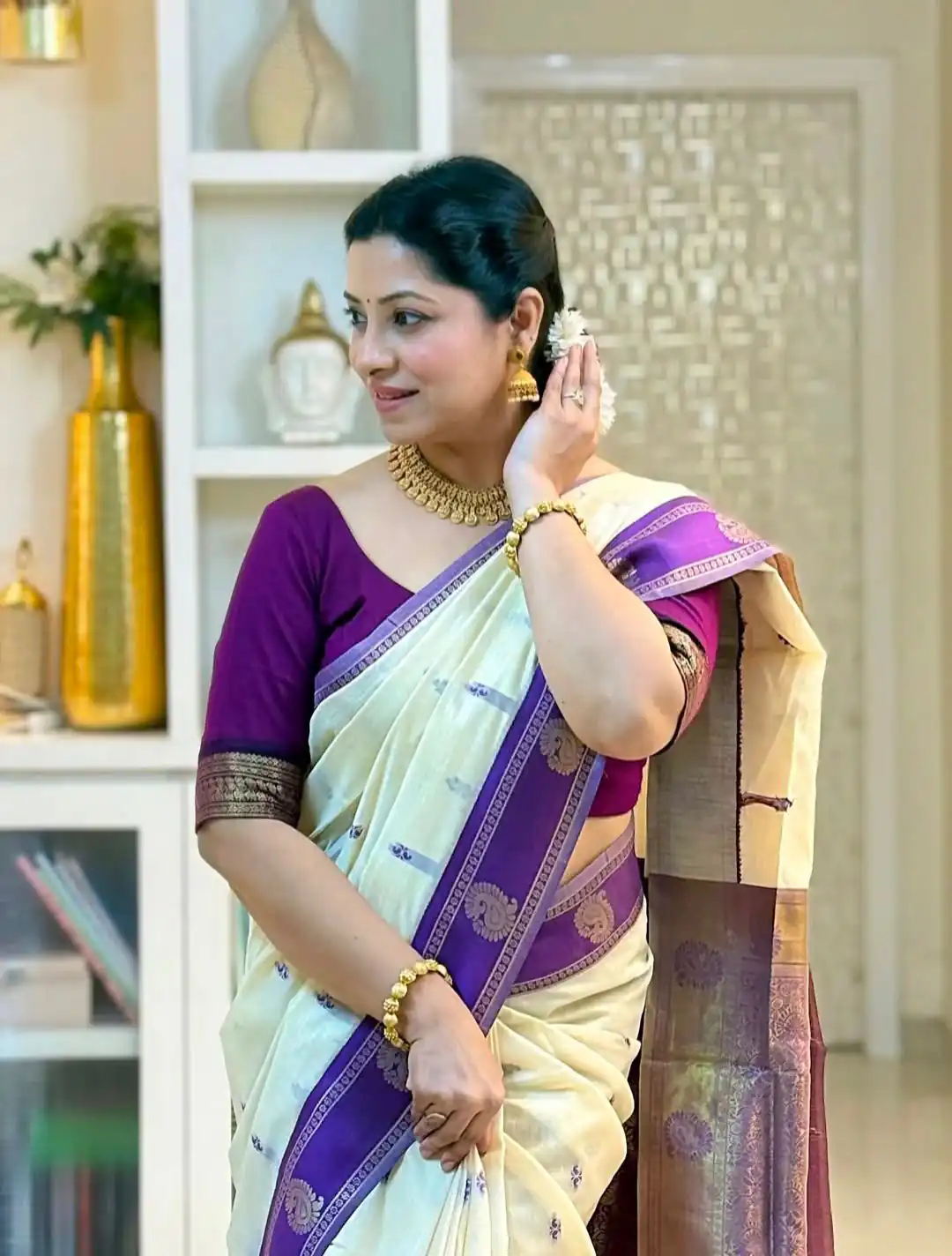KPR 308 Cream in Soft Lichi Silk Jacquard Work Designer Work Saree . Exclusive Offer ₹1449. Delivery 4-6 Working Days. Shop now. | Bollywood Sarees, Creative Sarees, Designer Sarees, Embroidered Sarees, Ethnic Saree, Modern Digital sarees, Party Wear Sarees, Sarees