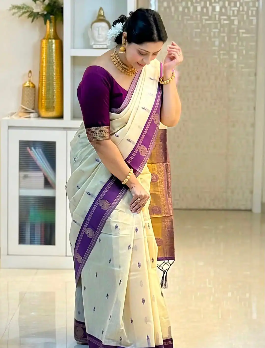 KPR 308 Cream in Soft Lichi Silk Jacquard Work Designer Work Saree . Exclusive Offer ₹1449. Delivery 4-6 Working Days. Shop now. | Bollywood Sarees, Creative Sarees, Designer Sarees, Embroidered Sarees, Ethnic Saree, Modern Digital sarees, Party Wear Sarees, Sarees