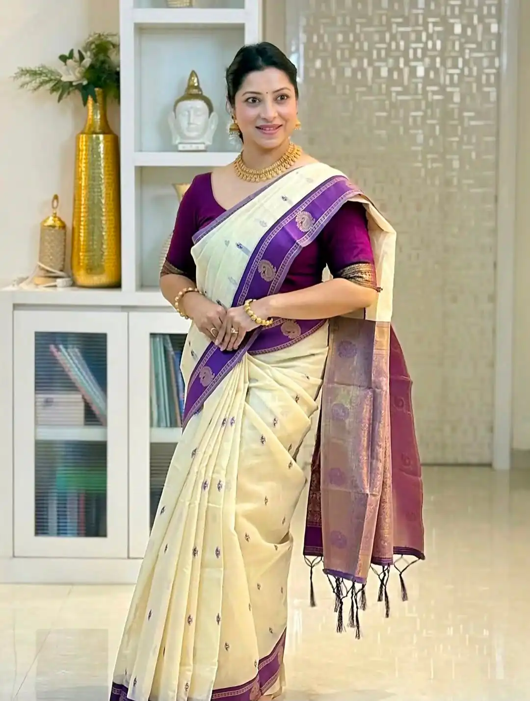KPR 308 Cream in Soft Lichi Silk Jacquard Work Designer Work Saree . Exclusive Offer ₹1449. Delivery 4-6 Working Days. Shop now. | Bollywood Sarees, Creative Sarees, Designer Sarees, Embroidered Sarees, Ethnic Saree, Modern Digital sarees, Party Wear Sarees, Sarees