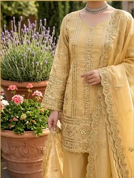 KD 1583 Golden | Golden Zimmy Silk Salwar Suit with Sequins Work. Special Price ₹1699. Delivery 4-6 Working Days. Shop now. | Jump Suits, Straight Suits, Casual Suits, Creative suits, Designer Suits, Palazzo Suits, Party Wear Suits, Patiala Suits, Salwar suit