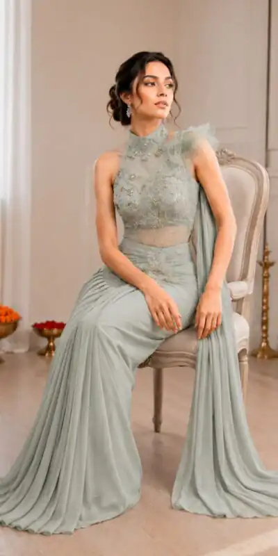 BB 82 Grey | Crep Silk Saree with Sequins Work & Embroidery Work. Special Price ₹1899. Delivery 4-6 Working Days. Shop now. | Bollywood Sarees, Creative Sarees, Designer Sarees, Embroidered Sarees, Ethnic Saree, Modern Digital sarees, Party Wear Sarees, Sarees