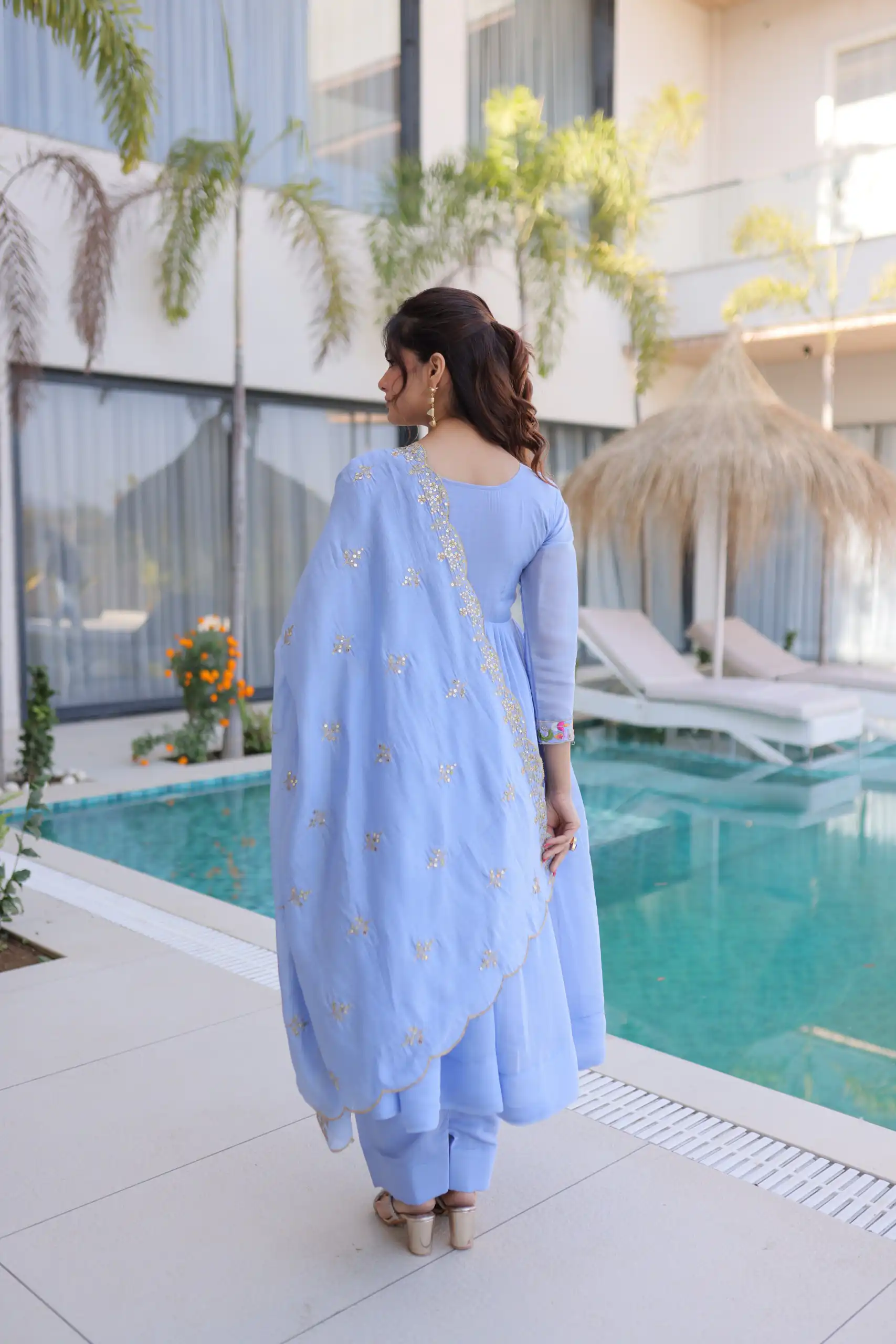 KA 1239 Lavender Roman Silk Gown Perfect for Wedding, Party, Reception, Karwa Chauth, Baby Shower – . Now at just ₹2599. Delivery 4-6 Working Days. Shop | Bollywood Gowns, Casual Suits, Creative Gowns, Designer Gowns, Embroidered Gowns, Gowns, Party Wear Gowns