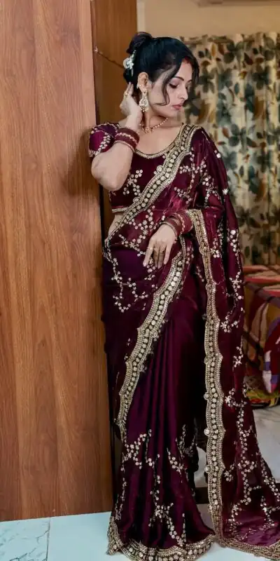 NC 5524 Maroon Color Space Silk Saree with Embroidery Work & Zari Work. Best Price ₹2149. Delivery 4-6 Working Days. Shop now. | Bollywood Sarees, Creative Sarees, Designer Sarees, Embroidered Sarees, Ethnic Saree, Modern Digital sarees, Party Wear Sarees, Sarees