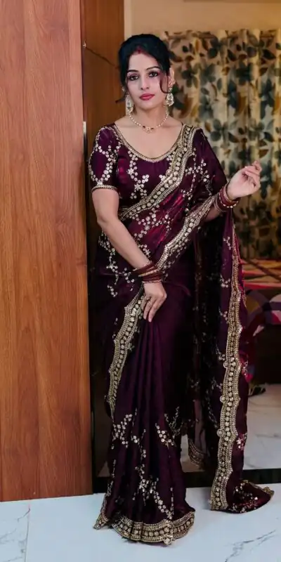 NC 5524 Maroon Color Space Silk Saree with Embroidery Work & Zari Work. Best Price ₹2149. Delivery 4-6 Working Days. Shop now. | Bollywood Sarees, Creative Sarees, Designer Sarees, Embroidered Sarees, Ethnic Saree, Modern Digital sarees, Party Wear Sarees, Sarees