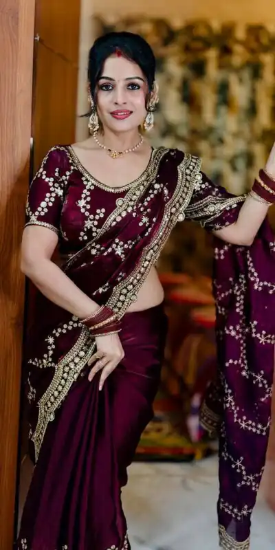 NC 5524 Maroon Color Space Silk Saree with Embroidery Work & Zari Work. Best Price ₹2149. Delivery 4-6 Working Days. Shop now. | Bollywood Sarees, Creative Sarees, Designer Sarees, Embroidered Sarees, Ethnic Saree, Modern Digital sarees, Party Wear Sarees, Sarees