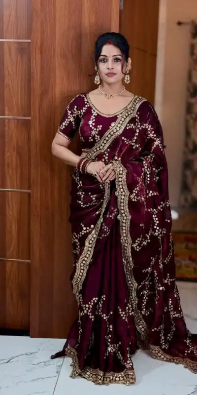NC 5524 Maroon Color Space Silk Saree with Embroidery Work & Zari Work. Best Price ₹2149. Delivery 4-6 Working Days. Shop now. | Bollywood Sarees, Creative Sarees, Designer Sarees, Embroidered Sarees, Ethnic Saree, Modern Digital sarees, Party Wear Sarees, Sarees