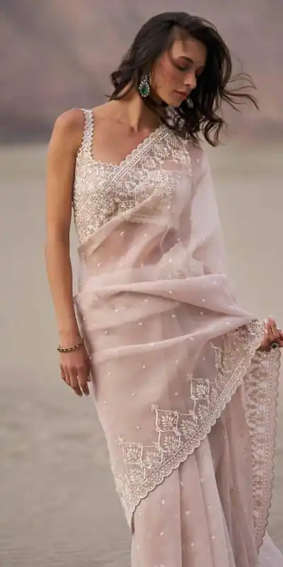 JR 650 in Off White Tabby Organza Sequins Work & Embroidery Work Saree . Available at ₹1899 only. Delivery 4-6 Working Days. Shop now. | Bollywood Sarees, Creative Sarees, Designer Sarees, Embroidered Sarees, Ethnic Saree, Modern Digital sarees, Party Wear Sarees, Sarees