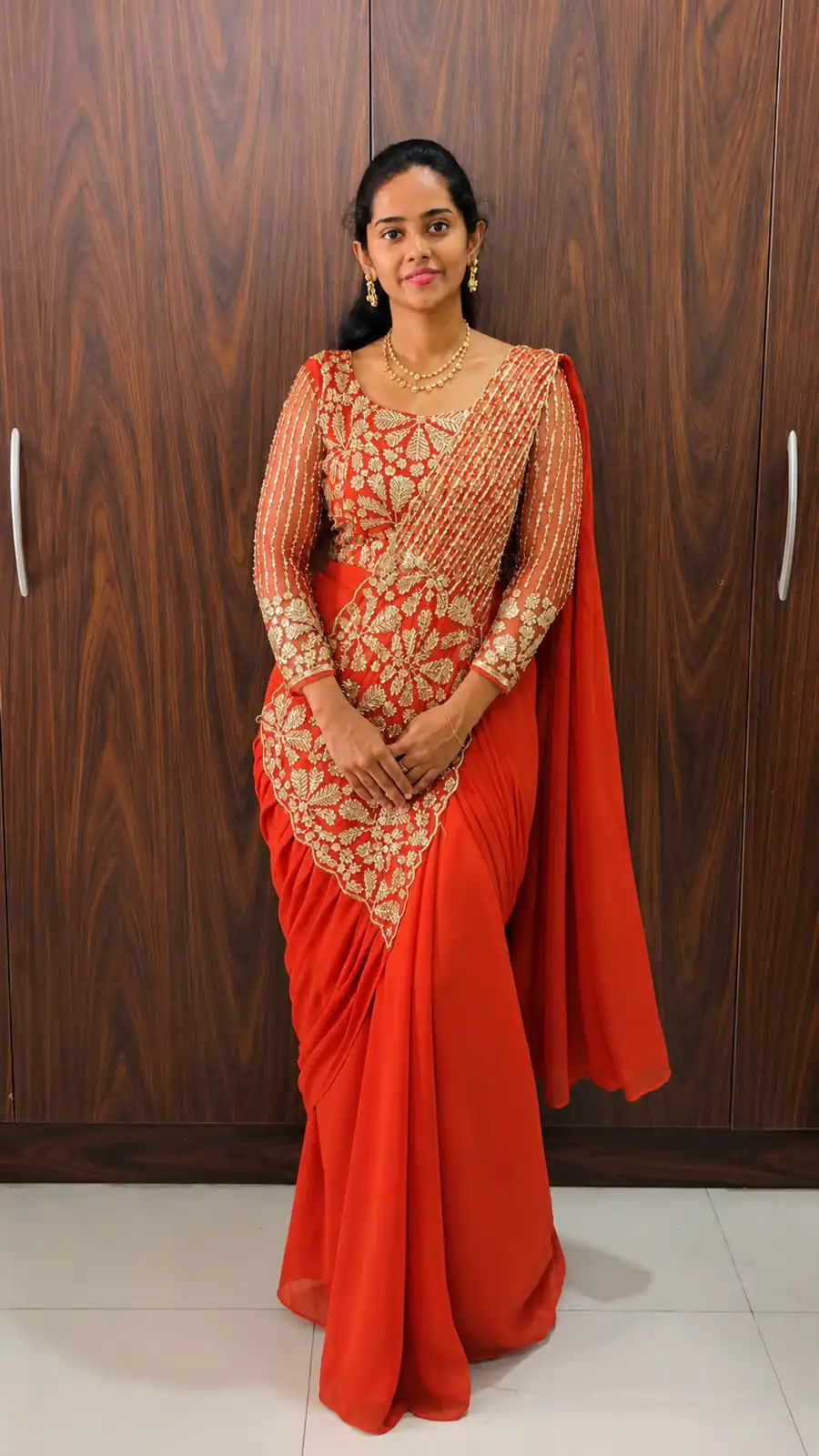ST 1201 Orange in Faux Georgette Zari Work & Embroidery Work Saree. Special Price ₹1899. Delivery 4-6 Working Days. Shop now. | Bollywood Sarees, Creative Sarees, Designer Sarees, Embroidered Sarees, Ethnic Saree, Modern Digital sarees, Party Wear Sarees, Sarees