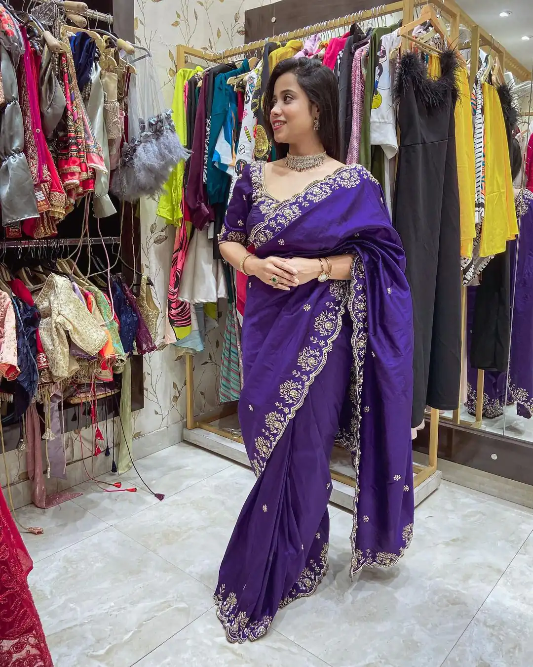 BT 398 Purple Purple Vichitra Silk Saree. Perfect for Wedding, Party, Holi, Anniversary, Engagement – Affordable Price ₹1799. Delivery 4-6 Working Days. | Bollywood Sarees, Creative Sarees, Designer Sarees, Embroidered Sarees, Ethnic Saree, Modern Digital sarees, Party Wear Sarees, Sarees