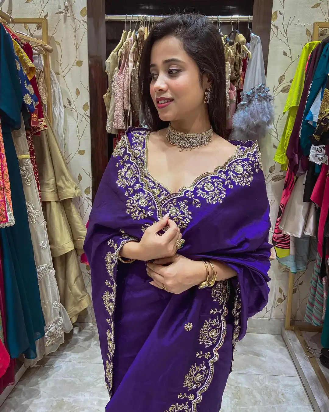 BT 398 Purple Purple Vichitra Silk Saree. Perfect for Wedding, Party, Holi, Anniversary, Engagement – Affordable Price ₹1799. Delivery 4-6 Working Days. | Bollywood Sarees, Creative Sarees, Designer Sarees, Embroidered Sarees, Ethnic Saree, Modern Digital sarees, Party Wear Sarees, Sarees