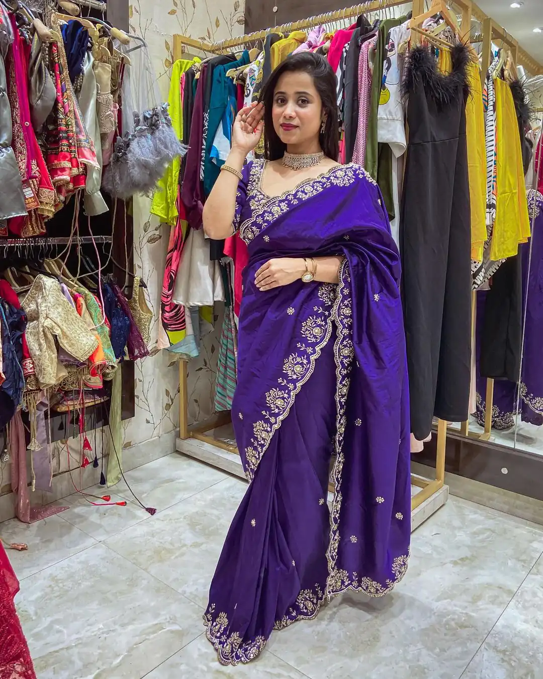BT 398 Purple Purple Vichitra Silk Saree. Perfect for Wedding, Party, Holi, Anniversary, Engagement – Affordable Price ₹1799. Delivery 4-6 Working Days. | Bollywood Sarees, Creative Sarees, Designer Sarees, Embroidered Sarees, Ethnic Saree, Modern Digital sarees, Party Wear Sarees, Sarees