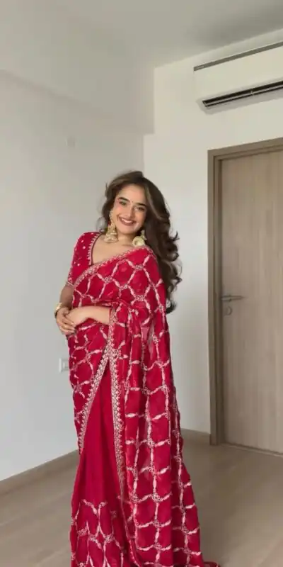 KD 634 Red Color Fendy Silk Saree With Sequins Work. Wedding, Party, Festive, Events Get it for ₹2399. Delivery 4-6 Working Days. Online Best Shop now. | Bollywood Sarees, Creative Sarees, Designer Sarees, Embroidered Sarees, Ethnic Saree, Modern Digital sarees, Party Wear Sarees, Sarees