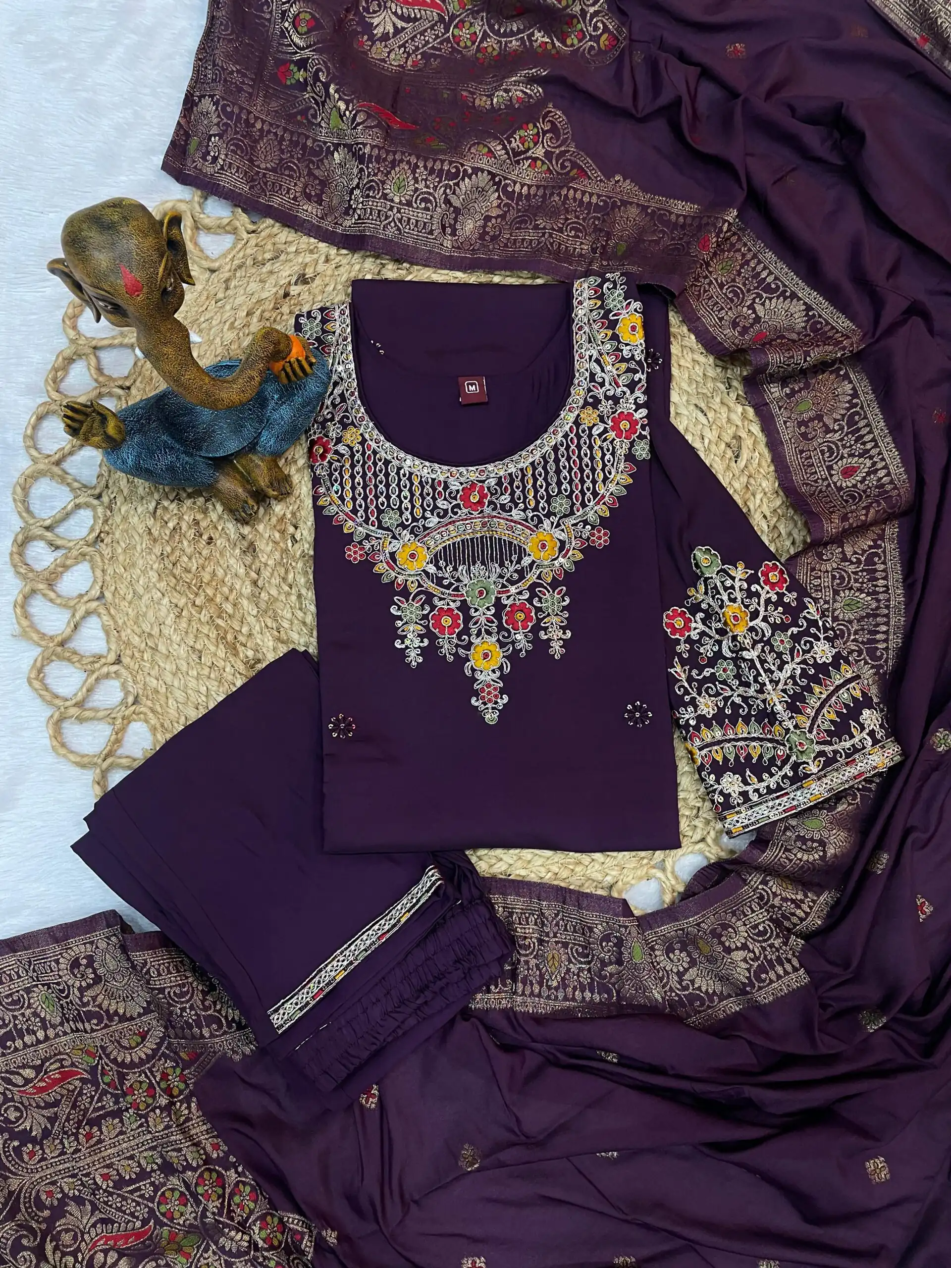 DIVA 125 | Wine Roman Silk Salwar Suit with Sequins Work & Embroidery Work. Available at ₹1799 only. Delivery 4-6 Working Days. Shop now. | Jump Suits, Straight Suits, Casual Suits, Creative suits, Designer Suits, Palazzo Suits, Party Wear Suits, Patiala Suits, Salwar suit