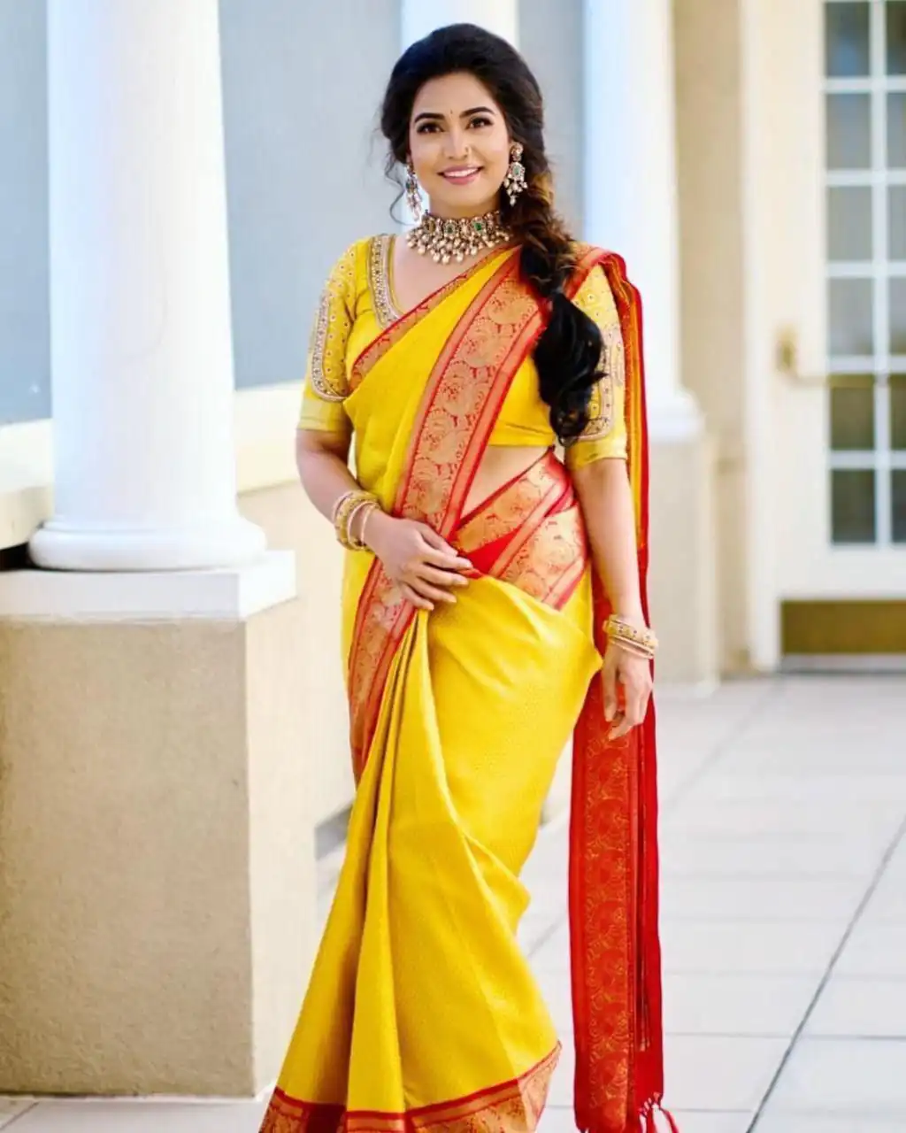 KP 2092 Yellow Color Yellow Soft Lichi Silk Saree with Jacquard Work. Best Price ₹1449. Delivery 4-6 Working Days. Shop now. | Bollywood Sarees, Creative Sarees, Designer Sarees, Embroidered Sarees, Ethnic Saree, Modern Digital sarees, Party Wear Sarees, Sarees