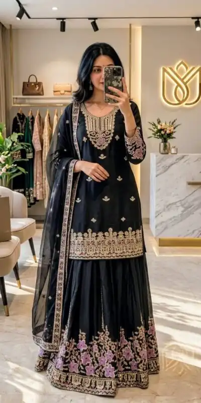 WW 1273 Black Chinon Silk Salwar Suit with Embroidery Work & Sequins Work. Get it for ₹2499. Delivery 4-6 Working Days. Shop now. | Jump Suits, Straight Suits, Casual Suits, Creative suits, Designer Suits, Palazzo Suits, Party Wear Suits, Patiala Suits, Salwar suit