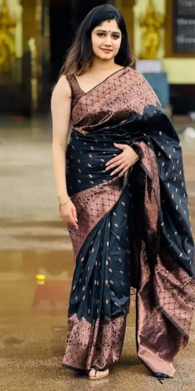 KP 6048 Black Color Yellow Soft Lichi Silk Saree with Jacquard Work. Best Price ₹1299. Delivery 4-6 Working Days. Shop now. | Bollywood Sarees, Creative Sarees, Designer Sarees, Embroidered Sarees, Ethnic Saree, Modern Digital sarees, Party Wear Sarees, Sarees