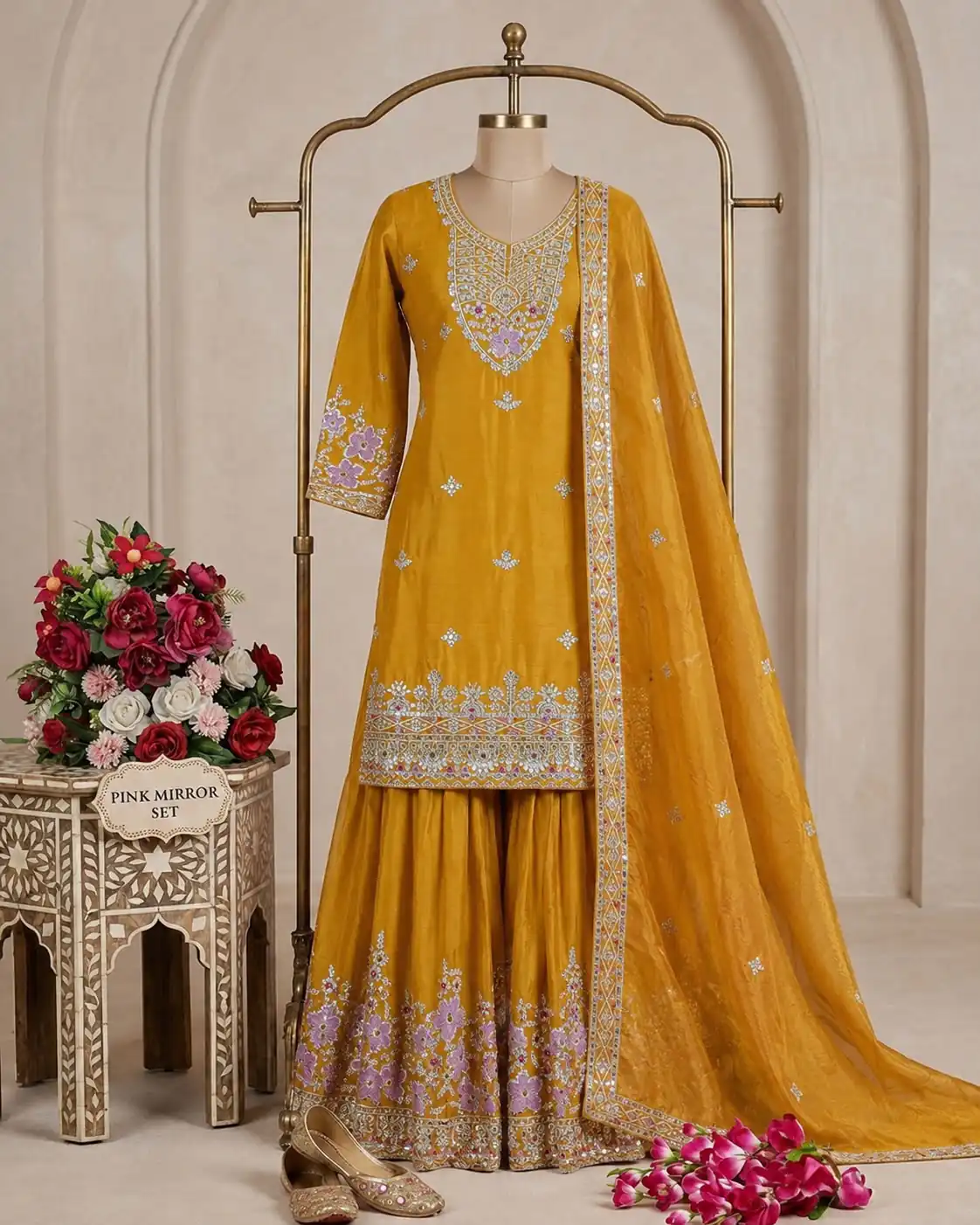 WW 1273 Mustered Chinon Silk Salwar Suit with Embroidery Work & Sequins Work. Get it for ₹2499. Delivery 4-6 Working Days. Shop now. | Jump Suits, Straight Suits, Casual Suits, Creative suits, Designer Suits, Palazzo Suits, Party Wear Suits, Patiala Suits, Salwar suit