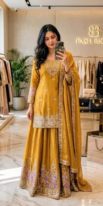 WW 1273 Mustered Chinon Silk Salwar Suit with Embroidery Work & Sequins Work. Get it for ₹2499. Delivery 4-6 Working Days. Shop now. | Jump Suits, Straight Suits, Casual Suits, Creative suits, Designer Suits, Palazzo Suits, Party Wear Suits, Patiala Suits, Salwar suit