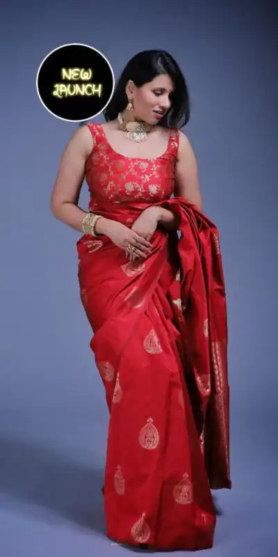 KP 2072 Red Color Yellow Soft Lichi Silk Saree with Jacquard Work. Best Price ₹1299. Delivery 4-6 Working Days. Shop now. | Bollywood Sarees, Creative Sarees, Designer Sarees, Embroidered Sarees, Ethnic Saree, Modern Digital sarees, Party Wear Sarees, Sarees