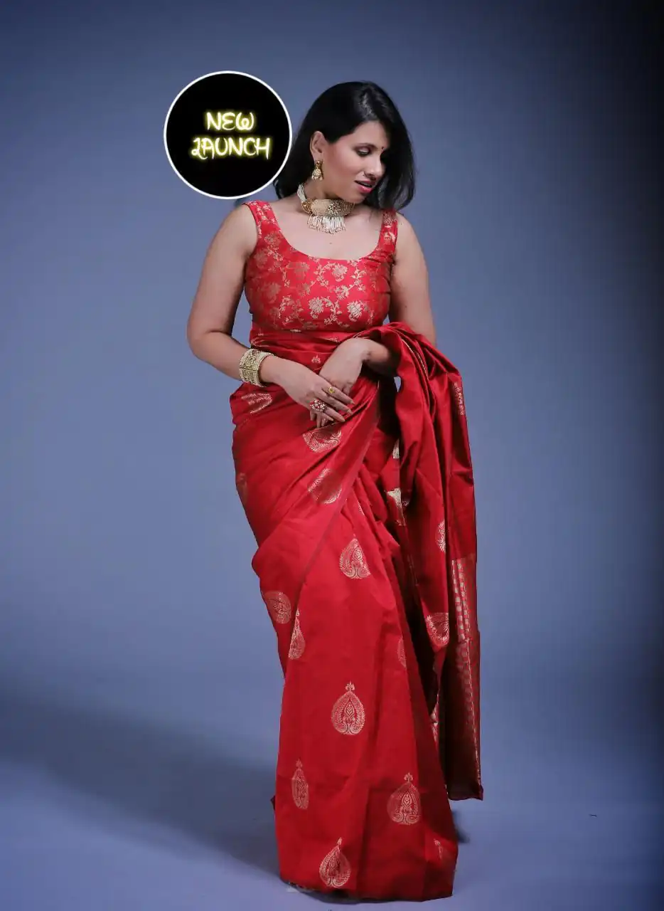 KP 2072 Red Color Yellow Soft Lichi Silk Saree with Jacquard Work. Best Price ₹1299. Delivery 4-6 Working Days. Shop now. | Bollywood Sarees, Creative Sarees, Designer Sarees, Embroidered Sarees, Ethnic Saree, Modern Digital sarees, Party Wear Sarees, Sarees