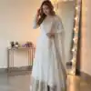 SSR 546 White in Georgette Embroidery Work & Sequins Work Gown . Get it for ₹2149. Delivery 4-6 Working Days. Online Shop now. | Bollywood Gowns, Creative Gowns, Designer Gowns, Embroidered Gowns, Gowns, Party Wear Gowns
