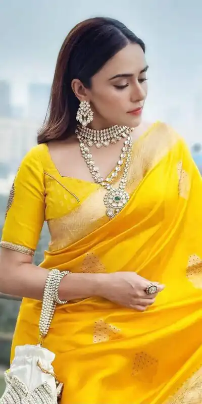 KPR 253 Yellow Color Yellow Soft Lichi Silk Saree with Jacquard Work. Best Price ₹1349. Delivery 4-6 Working Days. Shop now. | Bollywood Sarees, Creative Sarees, Designer Sarees, Embroidered Sarees, Ethnic Saree, Modern Digital sarees, Party Wear Sarees, Sarees