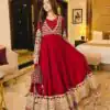 JF 049 Red Georgette Gown with Embroidery Work & Sequins Work. Exclusive Offer ₹2149. Delivery 4-6 Working Days. Shop now. | Bollywood Gowns, Creative Gowns, Designer Gowns, Embroidered Gowns, Gowns, Party Wear Gowns