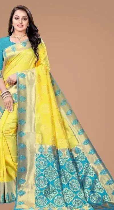 KP 4069 Yellow Soft Lichi Silk Cloth Saree Perfect for Wedding, Party, Family Gatherings, Sangeet, Festive Deal ₹1449. Delivery 4-6 Working Days | Bollywood Sarees, Creative Sarees, Designer Sarees, Embroidered Sarees, Ethnic Saree, Modern Digital sarees, Party Wear Sarees, Sarees