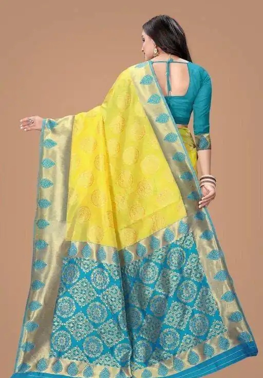 KP 4069 Yellow Soft Lichi Silk Cloth Saree Perfect for Wedding, Party, Family Gatherings, Sangeet, Festive Deal ₹1449. Delivery 4-6 Working Days | Bollywood Sarees, Creative Sarees, Designer Sarees, Embroidered Sarees, Ethnic Saree, Modern Digital sarees, Party Wear Sarees, Sarees