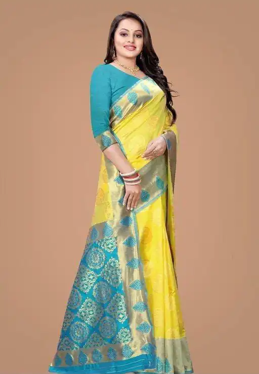 KP 4069 Yellow Soft Lichi Silk Cloth Saree Perfect for Wedding, Party, Family Gatherings, Sangeet, Festive Deal ₹1449. Delivery 4-6 Working Days | Bollywood Sarees, Creative Sarees, Designer Sarees, Embroidered Sarees, Ethnic Saree, Modern Digital sarees, Party Wear Sarees, Sarees