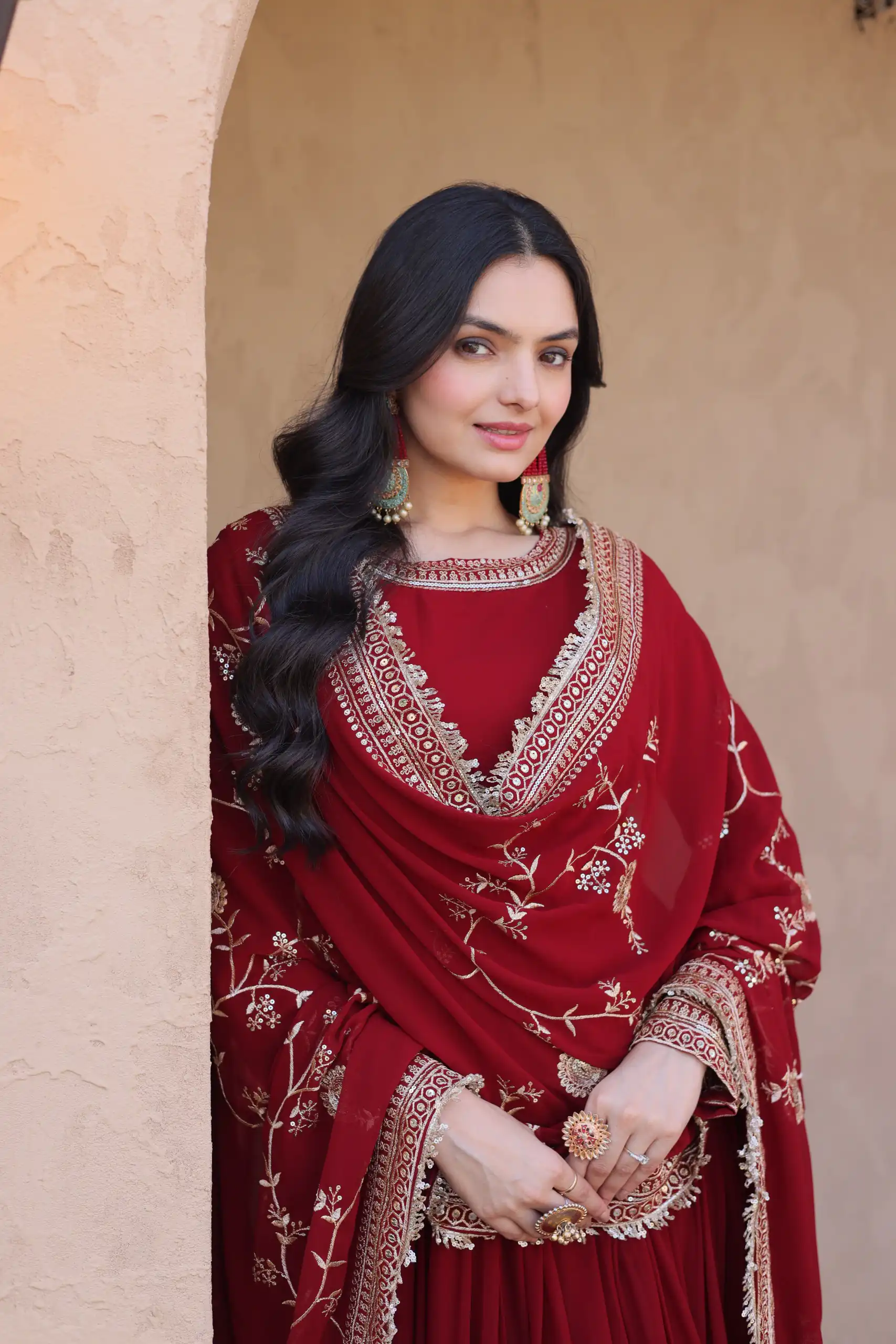 KA 1256 Maroon Faux Blooming Gown Perfect for Wedding, Party, Pongal, Raksha Bandhan, Mehendi –. Introductory Price ₹2549. Delivery 4-6 Working Days | Bollywood Gowns, Creative Gowns, Designer Gowns, Embroidered Gowns, Gowns, Party Wear Gowns