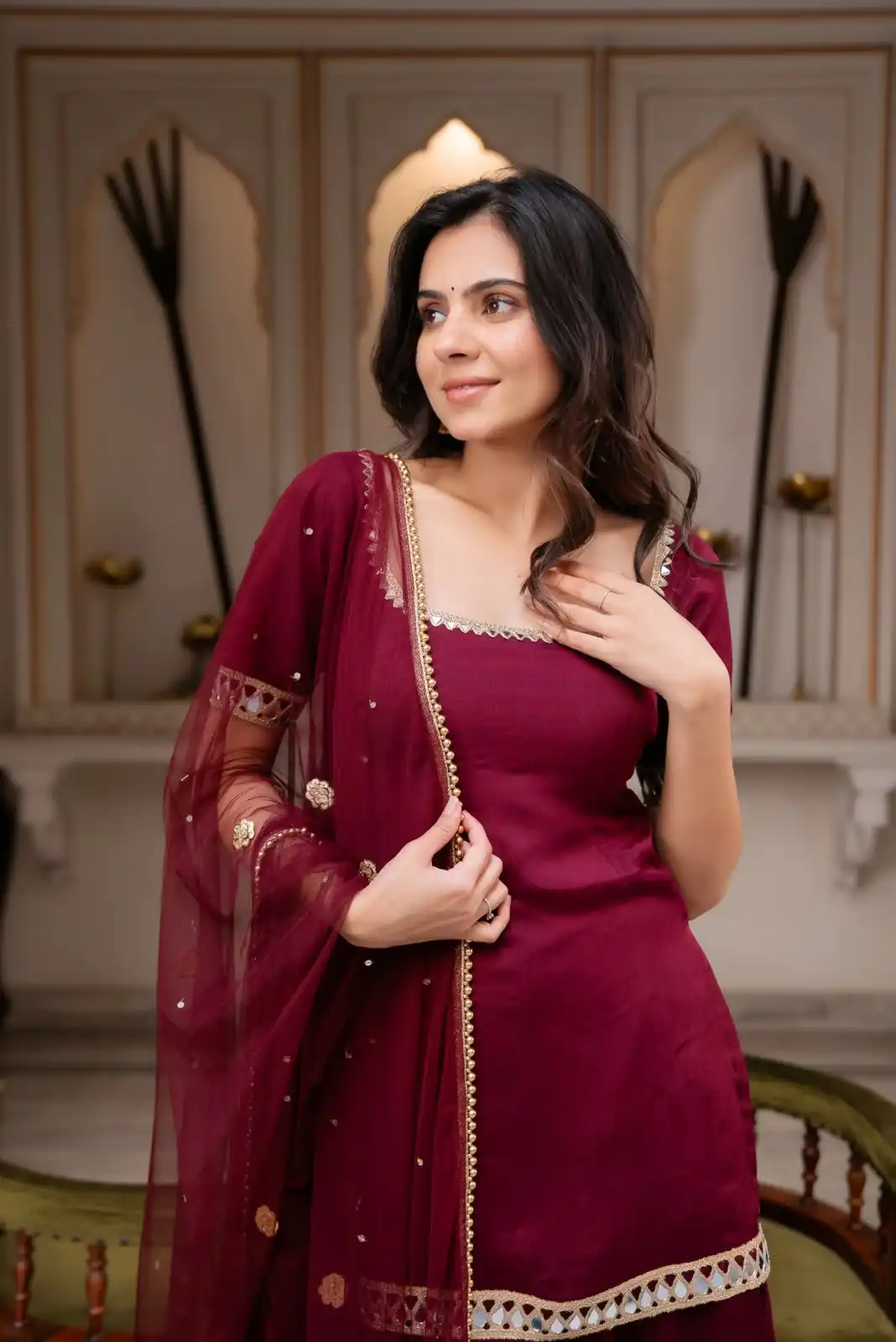 ST 1197 Maroon | Faux Georgette Salwar Suit with Mirror Work & Embroidery Work. Get it for ₹1849. Delivery 4-6 Working Days. Shop now. | Jump Suits, Straight Suits, Casual Suits, Creative suits, Designer Suits, Palazzo Suits, Party Wear Suits, Patiala Suits, Salwar suit