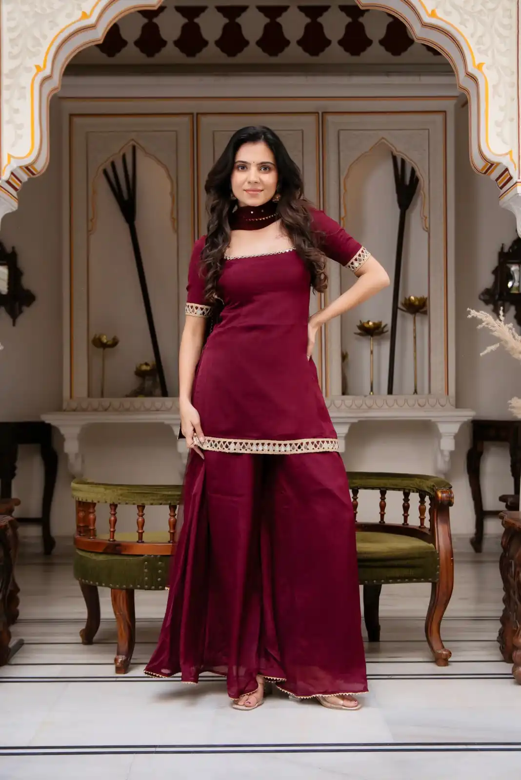 ST 1197 Maroon | Faux Georgette Salwar Suit with Mirror Work & Embroidery Work. Get it for ₹1849. Delivery 4-6 Working Days. Shop now. | Jump Suits, Straight Suits, Casual Suits, Creative suits, Designer Suits, Palazzo Suits, Party Wear Suits, Patiala Suits, Salwar suit